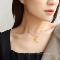 Shangjie OEM kalung Valentine's Day Necklace Fashion 18K Gold Plated Jewelry for Women Rose&Square Letter Pendant Necklace